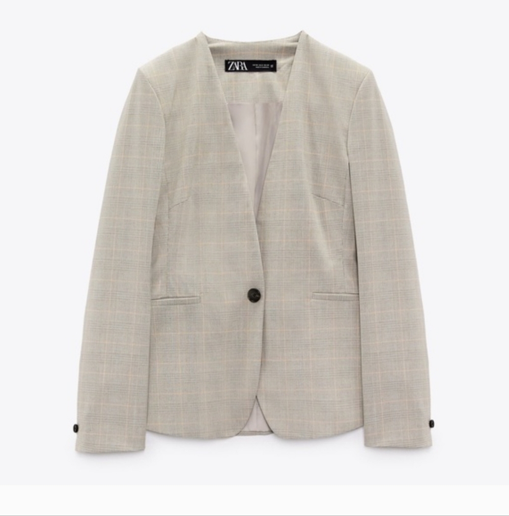 Zara Plaid Basic Blazer Single Button Oversized 2 - image 2